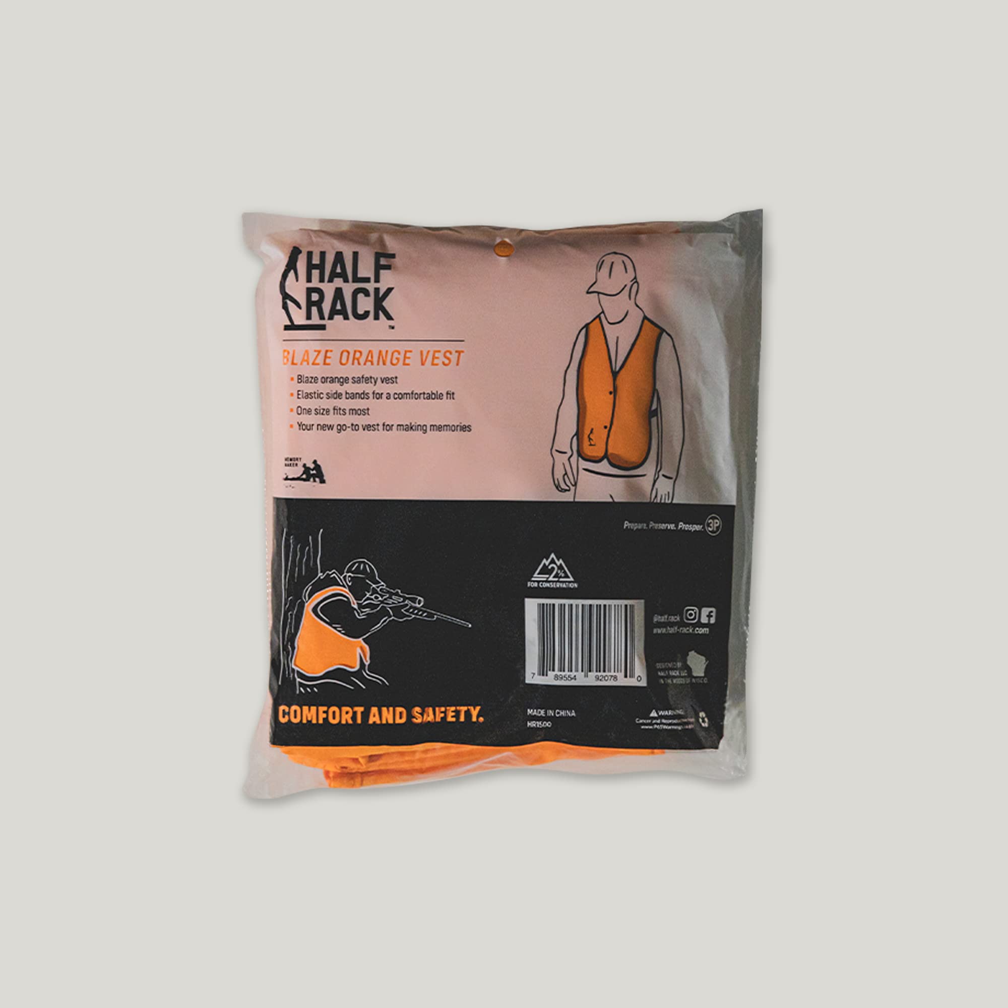 Hunter Half Rack Blaze Orange Hunting Vest - Soft & Silent Cotton/Poly Blend Hunting Safety Vest - w/Elastic Side Panels for Comfort - Dual Snap Hunting Vest for Men - Hand Washable - Hunters Orange
