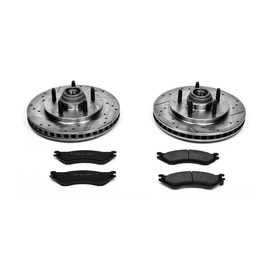 Power Stop K1916 Z23 Carbon Fiber Brake Pads with Drilled & Slotted Brake Rotors Kit For Ford Expedition, Ford F-150, Ford F-150 Heritage, Lincoln Navigator [Model Specific]