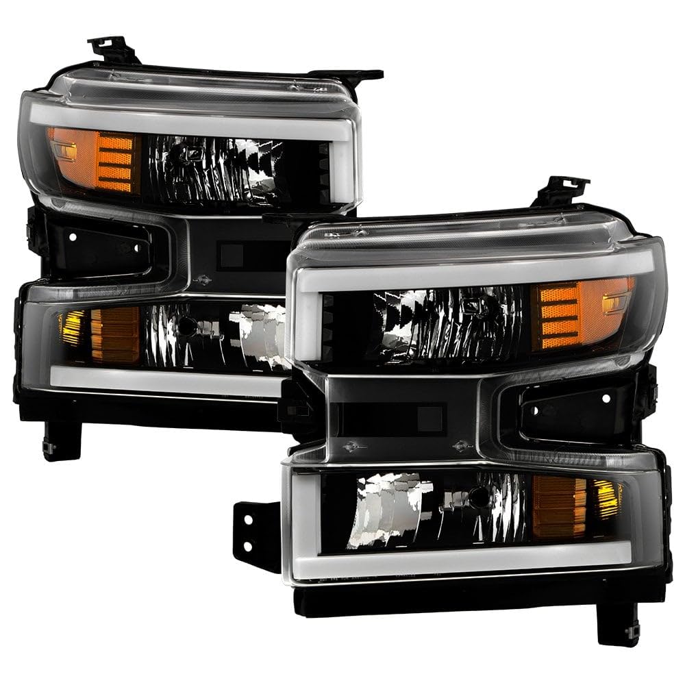 Chevy Silverado 1500 Spyder (POE) 19-22 Halogen w/LED DRL Headlight - Lo Beam Included - H11 Hi Beam Included- 9005 - OE Black