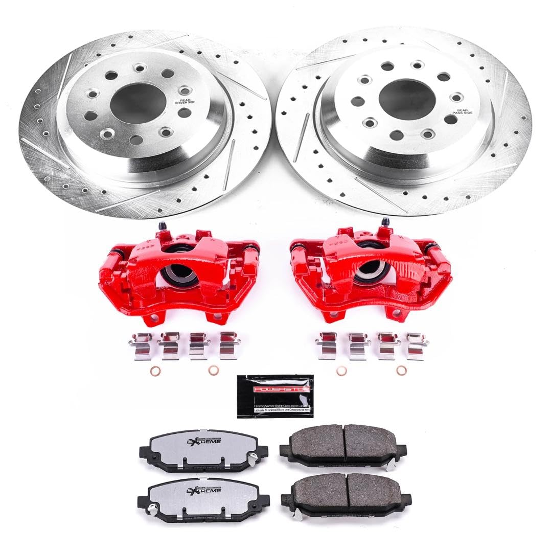 Power Stop Z36 KC7942-36 Truck & Tow Rear Caliper Kit- Brake Rotors, Brake Pads and Brake Calipers For Jeep Wrangler 2018-2022 [Model Specific]