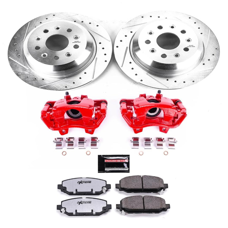 Power Stop Z36 KC7942-36 Truck & Tow Rear Caliper Kit- Brake Rotors, Brake Pads and Brake Calipers For Jeep Wrangler 2018-2022 [Model Specific]