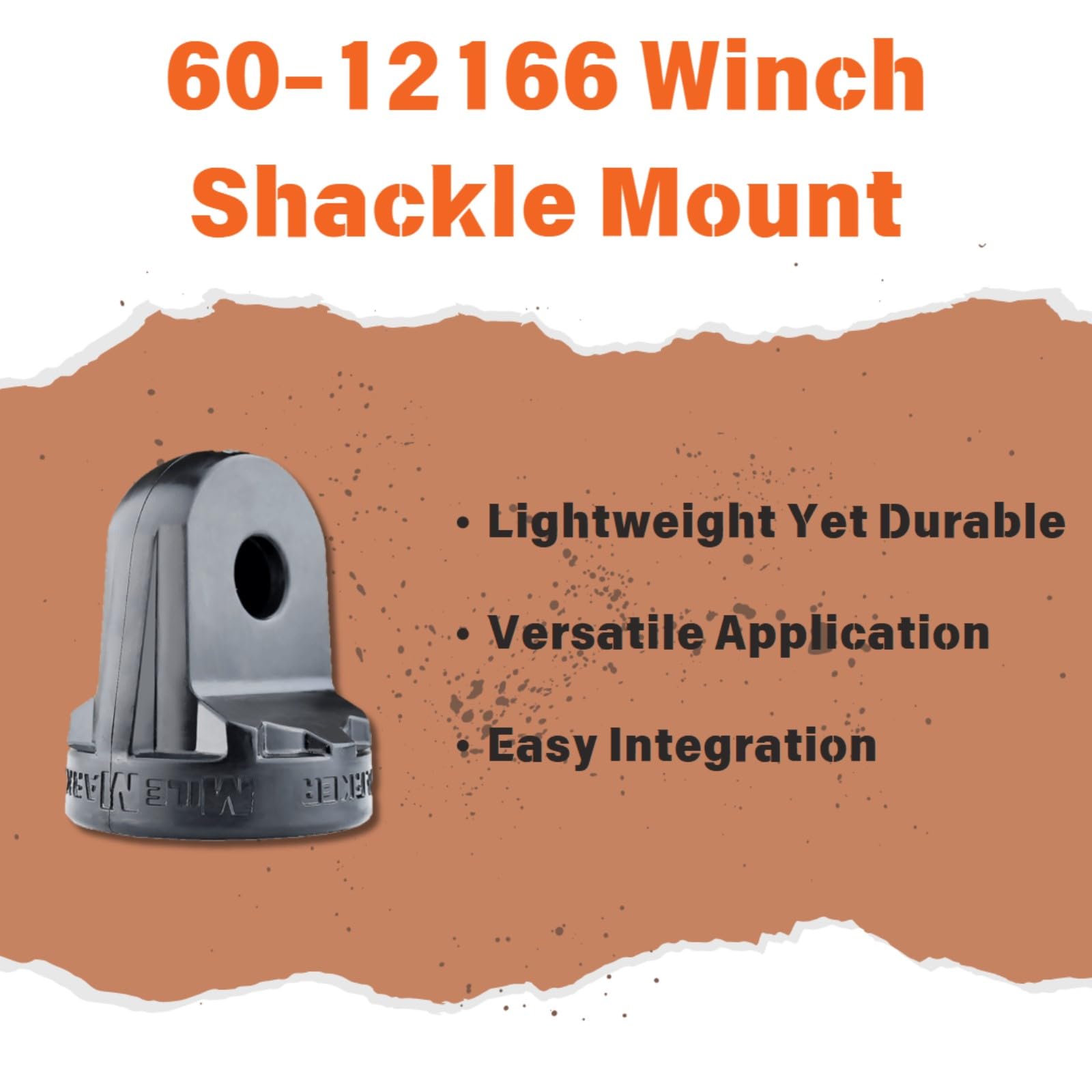 Winch Shackle Mount Mile Marker 60-12166 - Fits Mile Marker Winches - Versatile Quality - Works with Roller Fairlead & Hawse Fairlead - Replaces Conventional Winch Hook - Easy Installation & Removal