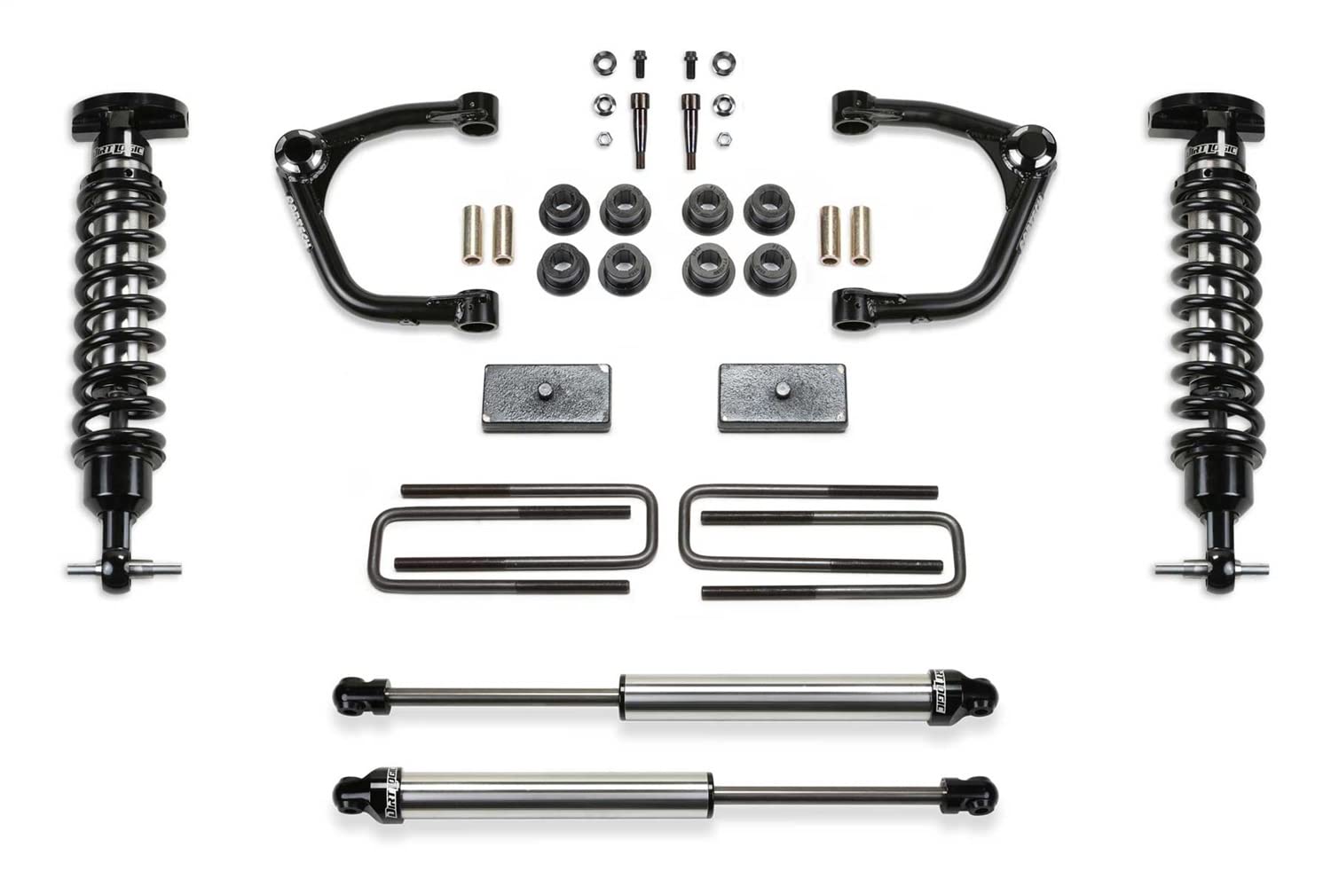 Fabtech K1129DL Lift System w/Shocks Uniball 3.5 in. Lift Incl. PN [FTS21269/FTS21256/FTS811452] Uniball UCA Shocks
