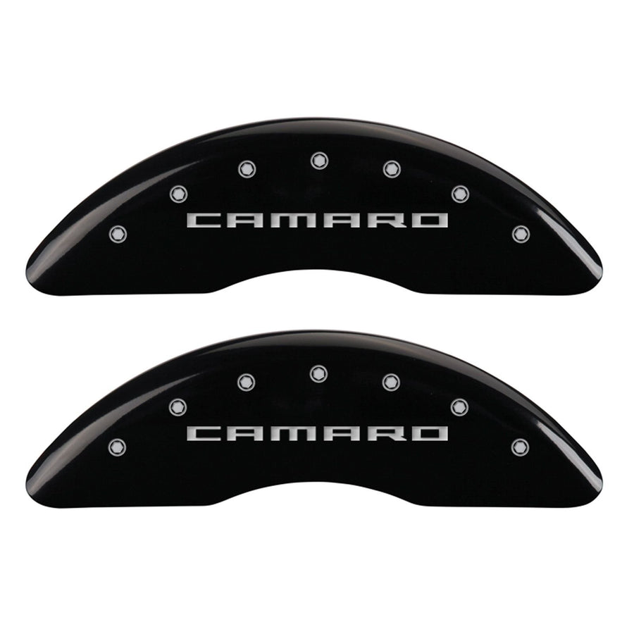 Brake Caliper Covers MGP for Chevrolet Camaro SS (2016-24') Fits 19"+ Wheels (Will Not Fit ZL1 Model) – Powder Coated Black, Engraved Silver CAMARO Logo, Aluminum Caliper Covers (Set of 4)