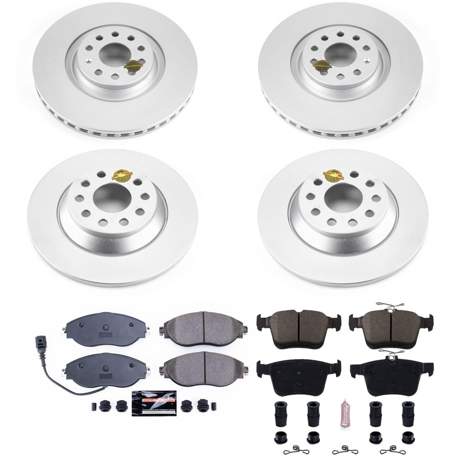Brake Kit PowerStop For Jetta 2019-2020, Tiguan 2018-2021 [Model Specific] - Front and Rear Disc Rotors & Ceramic Brake Pads Replacement, CRK8168