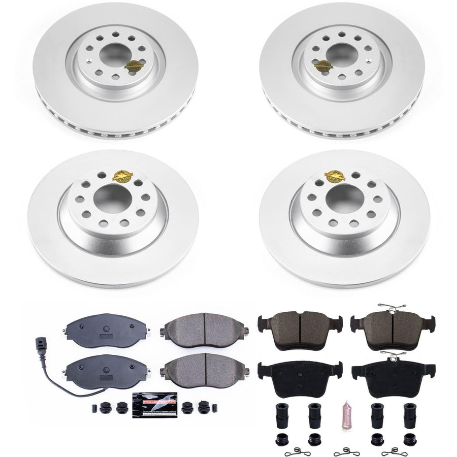 Brake Kit PowerStop For Jetta 2019-2020, Tiguan 2018-2021 [Model Specific] - Front and Rear Disc Rotors & Ceramic Brake Pads Replacement, CRK8168