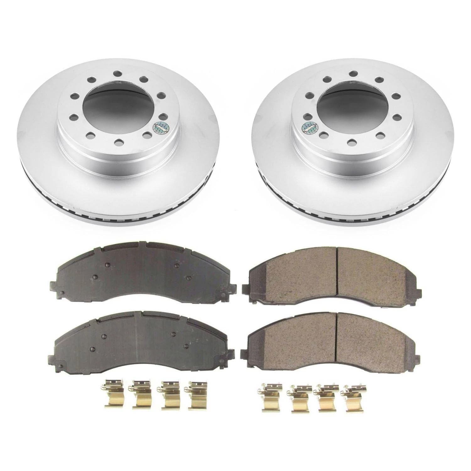 Power Stop Z17 CRK7422 Front Coated Rotor Brake Kit-Coated Rotors and Ceramic Brake Pads For Ford F-450 Super Duty, Ford F-550 Super Duty, Ford F-600 Super Duty [Model Specific]
