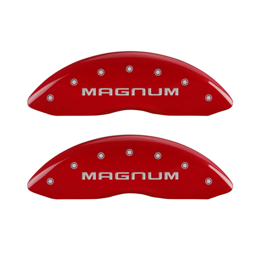 SET OF 4 CALIPER COVERS, RED AND SILVER CHARACTERS, FRONT AND REAR: MAGNUM