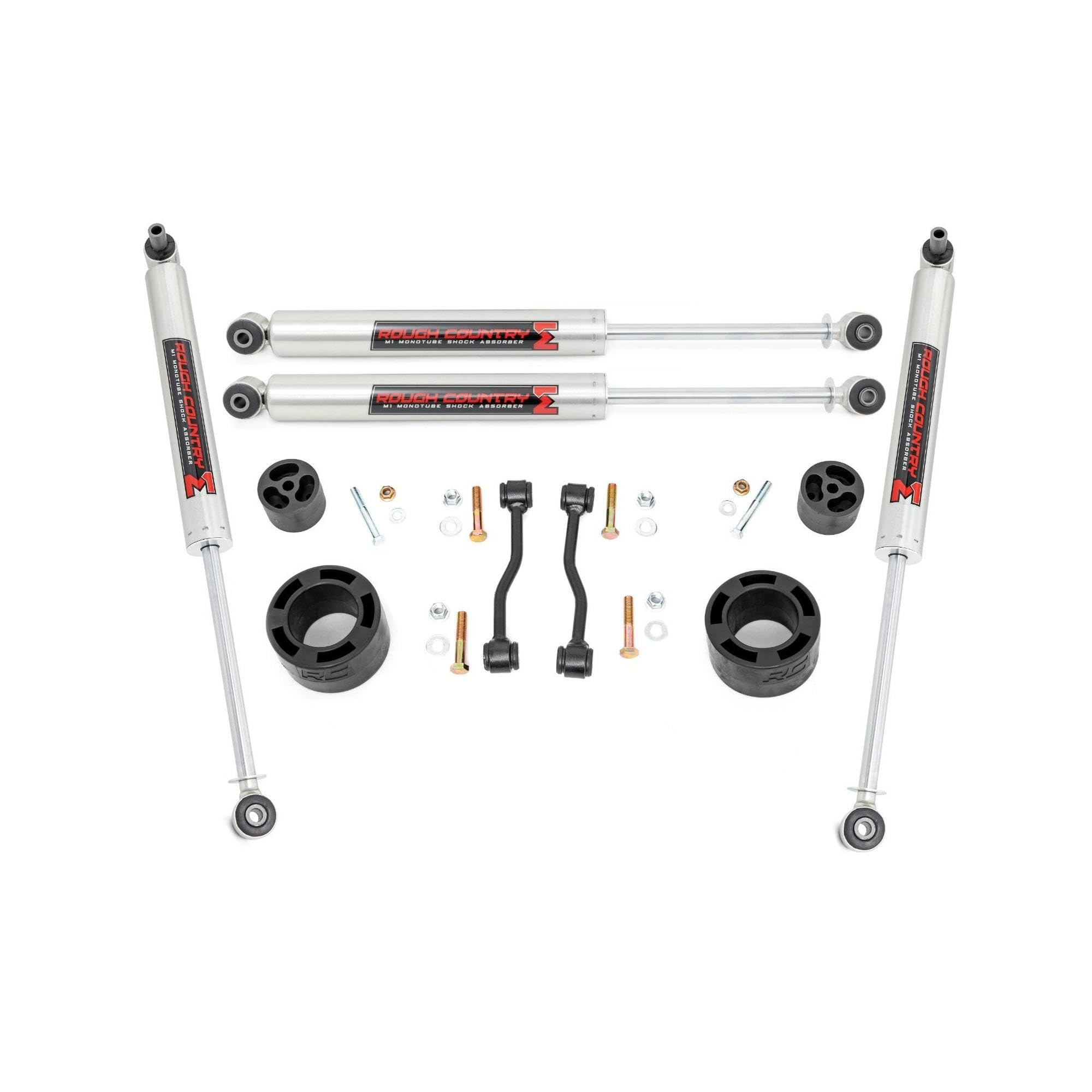 2.5 Inch Rough Country Leveling Kit with Performance M1 Shocks for Jeep Gladiator JT (2024-2025) - Fits Up to 35" Tires, Easy Bolt-on Install