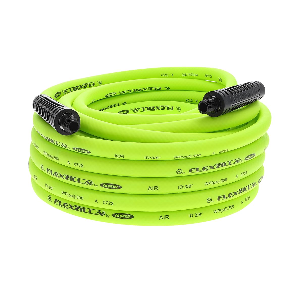 Air Hose Flexzilla, 3/8 in. x 50 ft., 3/8 in. MNPT Fittings, Heavy Duty, Lightweight, Hybrid, ZillaGreen - HFZ3850YW3