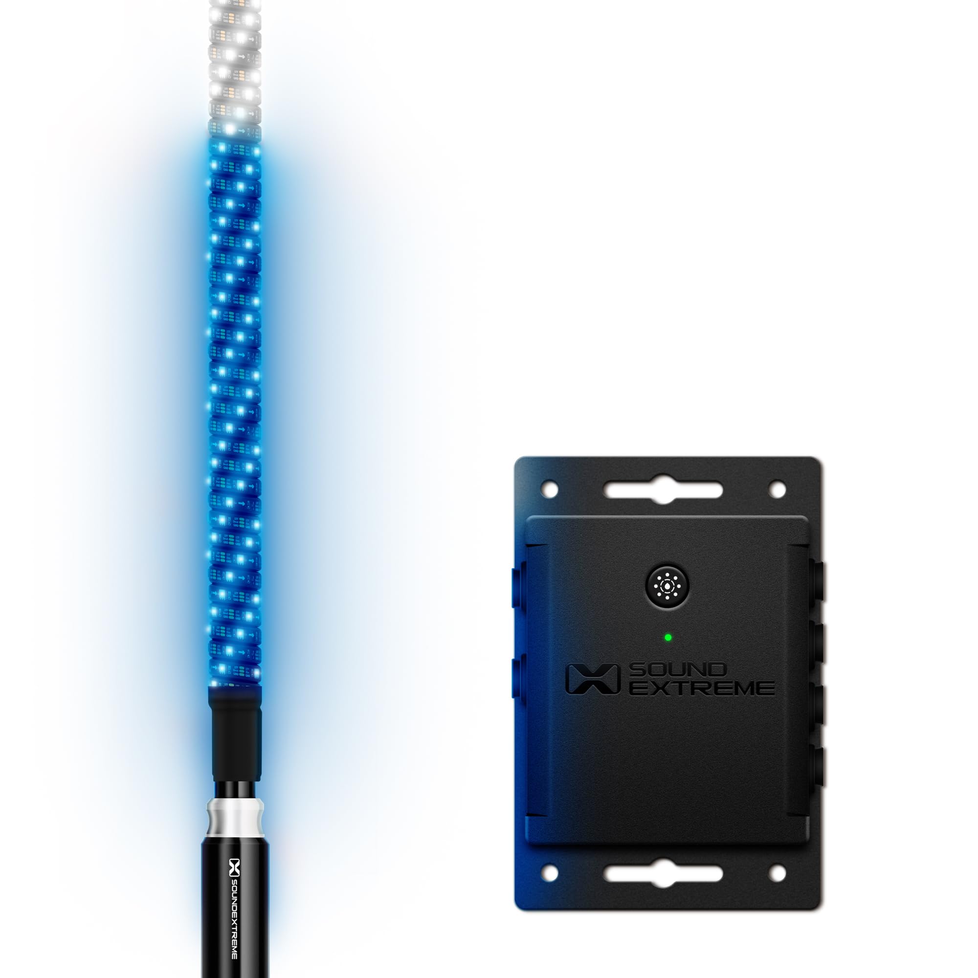 ExtremeWhip by ECOXGEAR SoundExtreme 1x 2FT LED Whip and Quick Release Magnetic Whip Mount Waterproof Dirt Proof LEDCast Compatible - Includes 4-Zone LED Controller with Dual Control