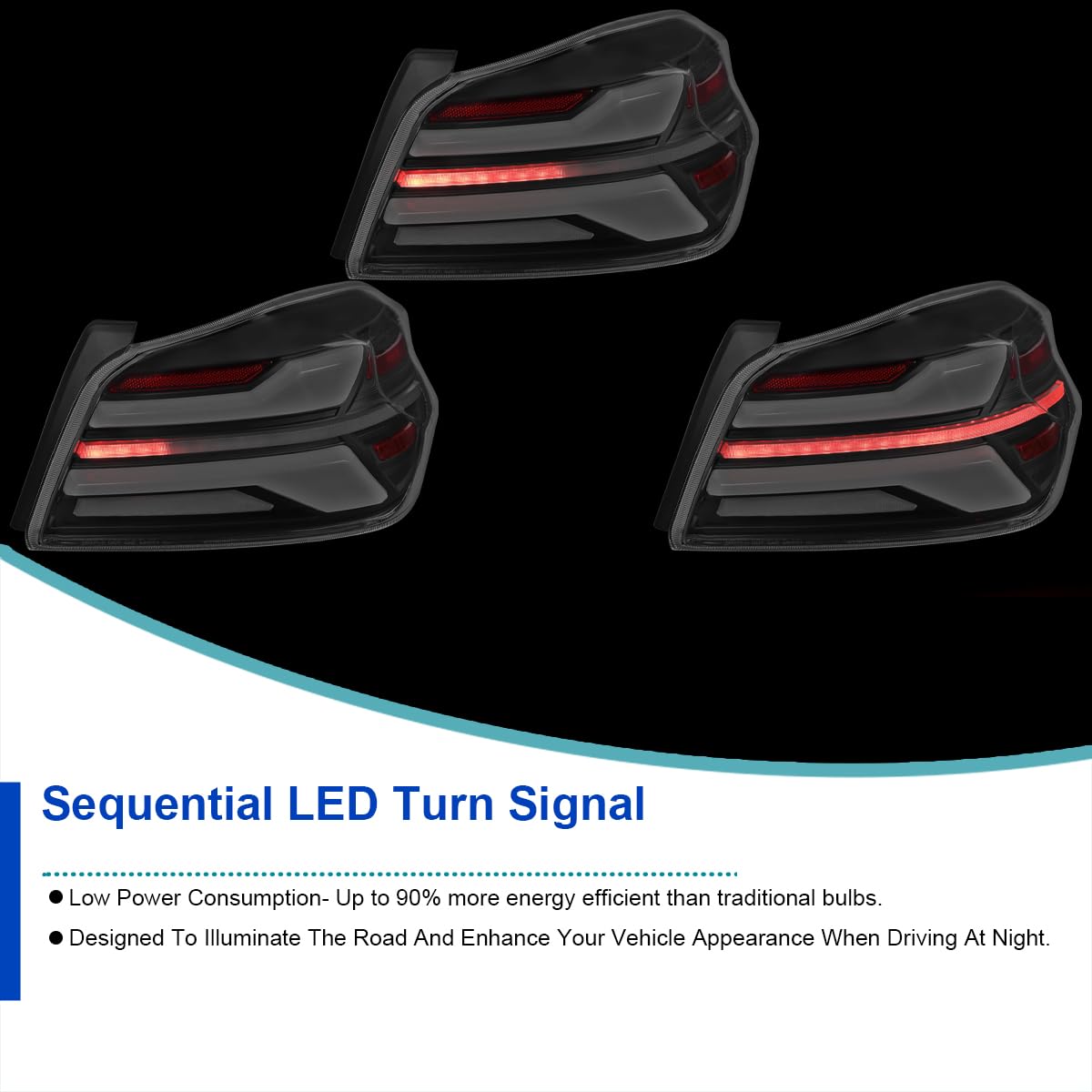 Full LED Black Tail Lights SPEC-D TUNING w/Sequential Signal, Startup Animation Compatible with 2015-2021 Subaru WRX and WRX STI