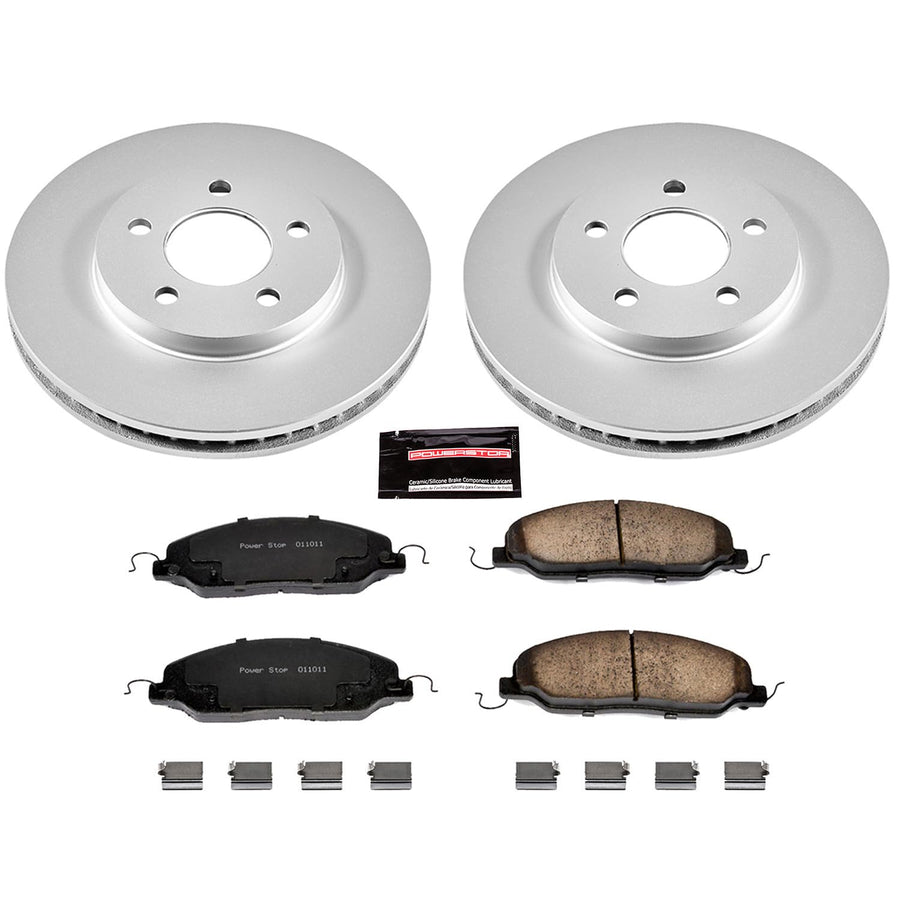 Power Stop CRK1382 Brake Rotor & Coated Ceramic Brake Pads- front For Ford Mustang 2005-2010 [Model Specific]