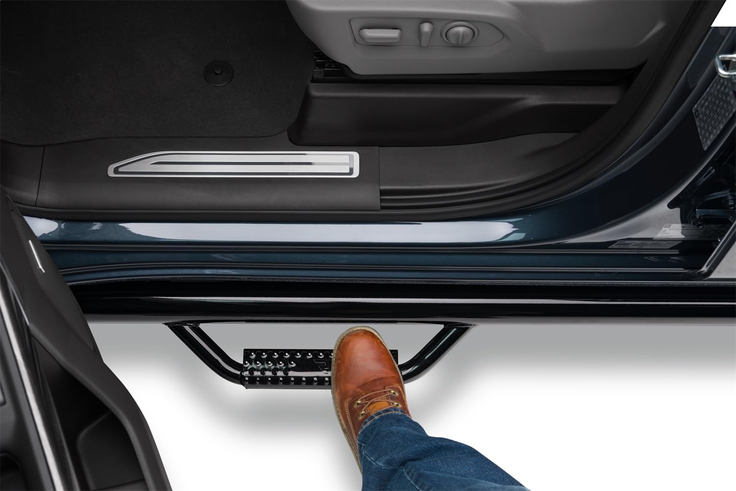 N-Fab Steps Nerf | Gloss Black, Wheel-to-Wheel w/ Bed Access | C1495CC-6 | Fits 2014-2019 Chevrolet/GMC 1500 (Classic Model Only) Crew Cab 5.7' Short Bed, SRW Gas
