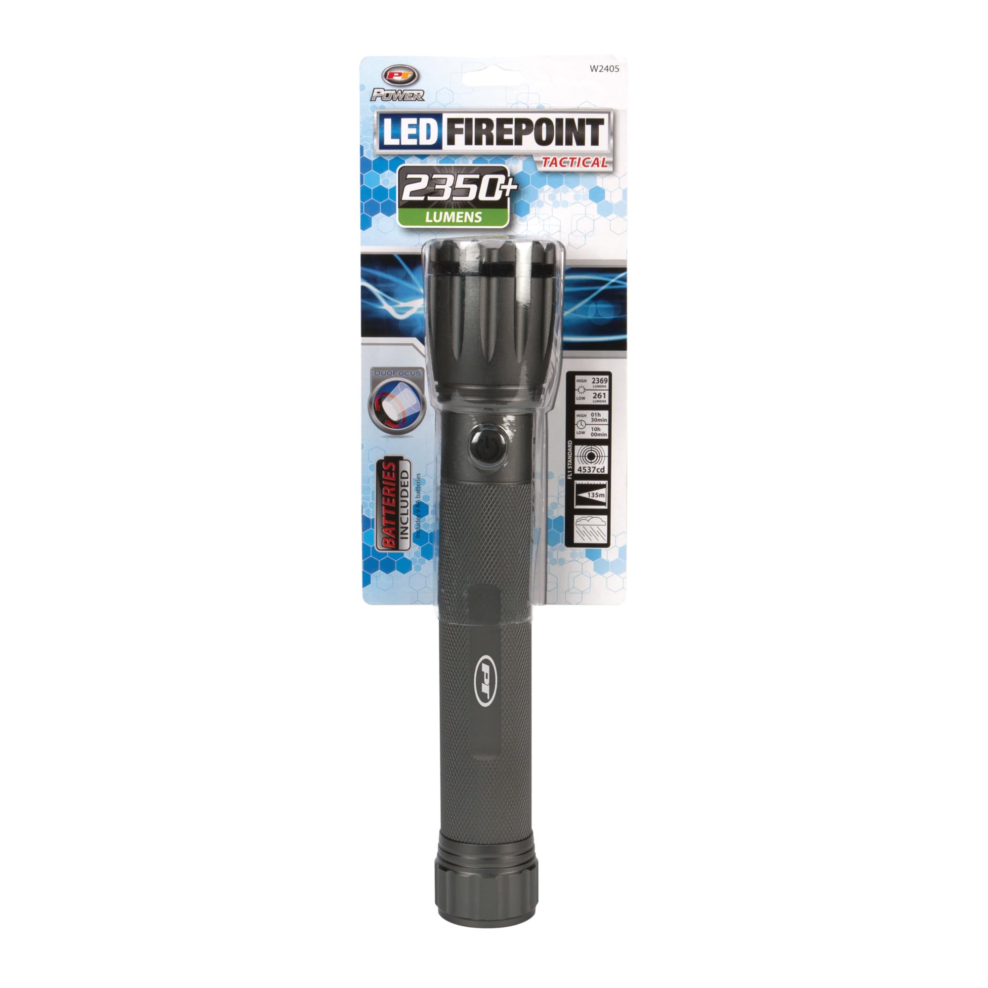 FirePoint Performance Tool W2405 11-1/2-Inch DuoFocus LED 2369 Lumen Silver Flashlight With Tactical Design
