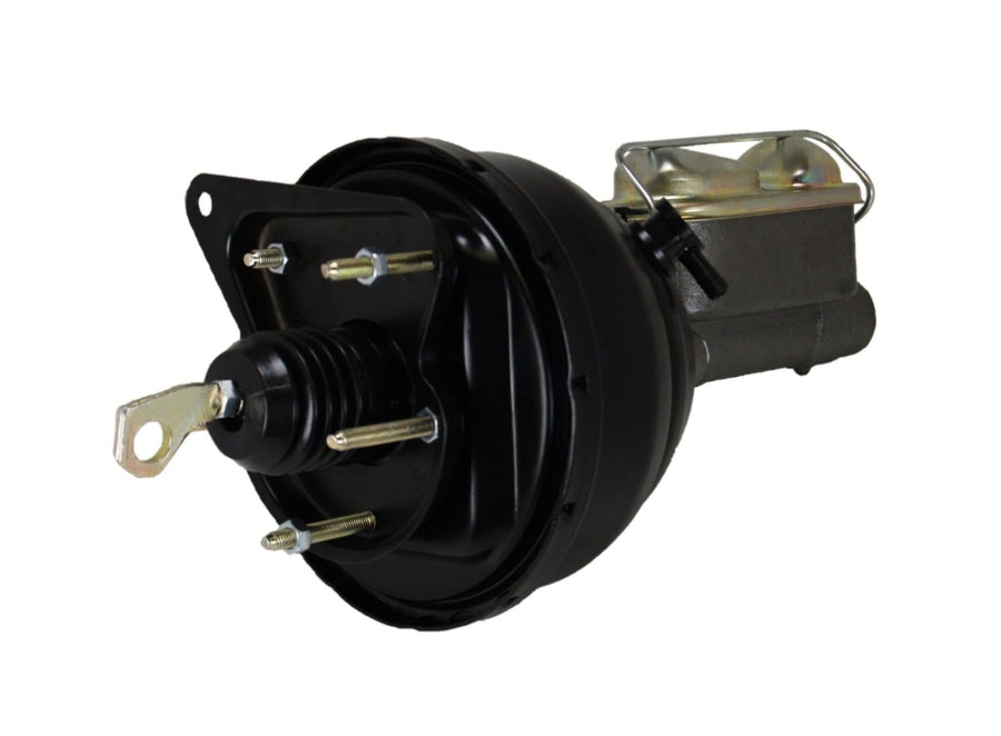 8 Inch LEED BRAKES Dual Diaphragm Power Brake Booster, 1 Inch Bore Master Cylinder With Brake Line Kit And Adjustable Valve (Black)