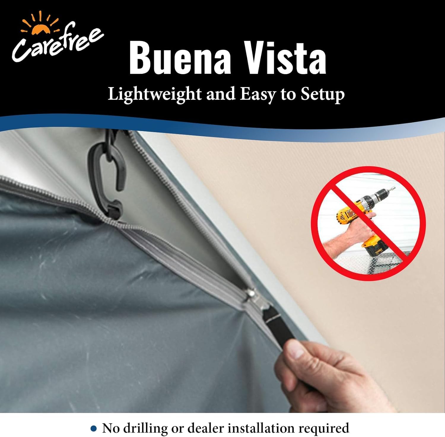 Buena Vista+ CAREFREE RV Awning Room Fits 16'-17' Awnings, Gray with Dark Gray Trim, 211600A