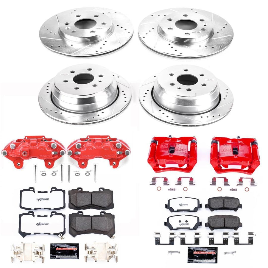 Power Stop Z36 KC7228-36 Truck & Tow Front and Rear Caliper Kit-Drilled/Slotted Rotors, Brake Pads & Calipers For Chevrolet Colorado 2015-2019, GMC Canyon 2015-2020 [Model Specific]