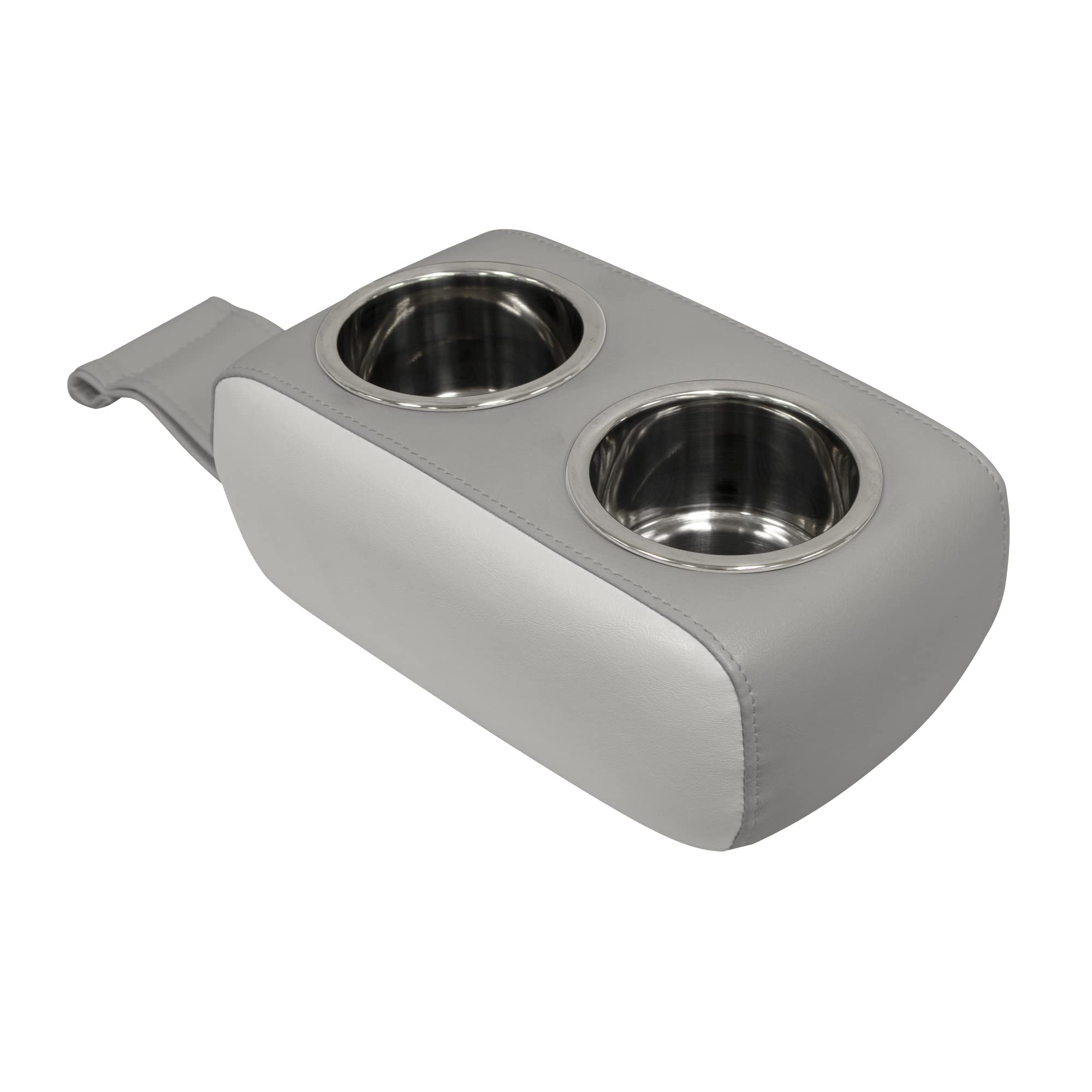 3059-1882 Wise Pontoon Double Drink Holder with Stainless Steel Cup Holders, Marble / Brite White