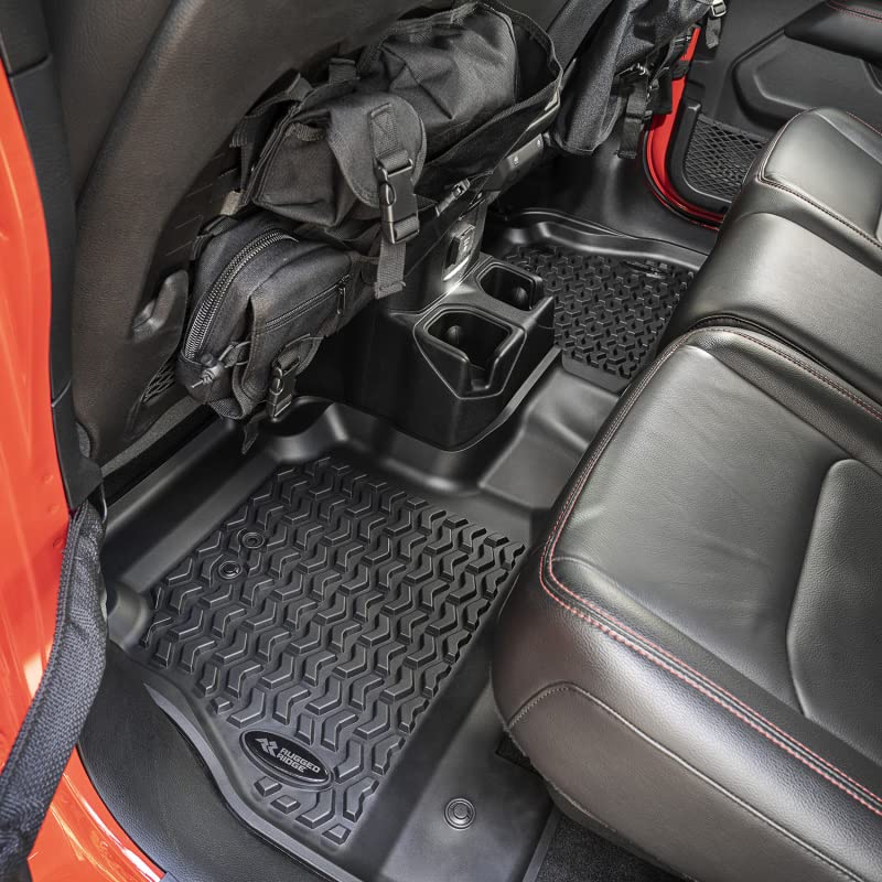 Rear Floor Liners Rugged Ridge for Jeep Gladiator JT | Black | 12950.61 | Fits 2020-2024 Jeep Gladiator JT
