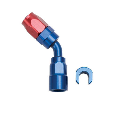 3/8" SAE QUICK DISCONNECT FEMALE TO HOSE END -6 45 DEG RED/BLUE ANODIZED