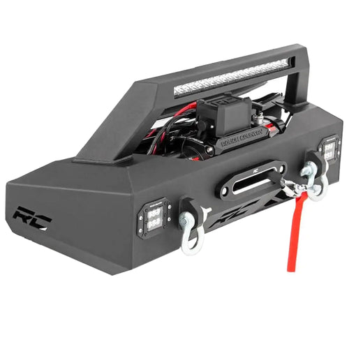 EXO Winch Mount Rough Country with LED Lights for Ford F-150 (2009-2024) - Includes 20-in LED Bar, Dual 2-in LED Cubes, D-Rings