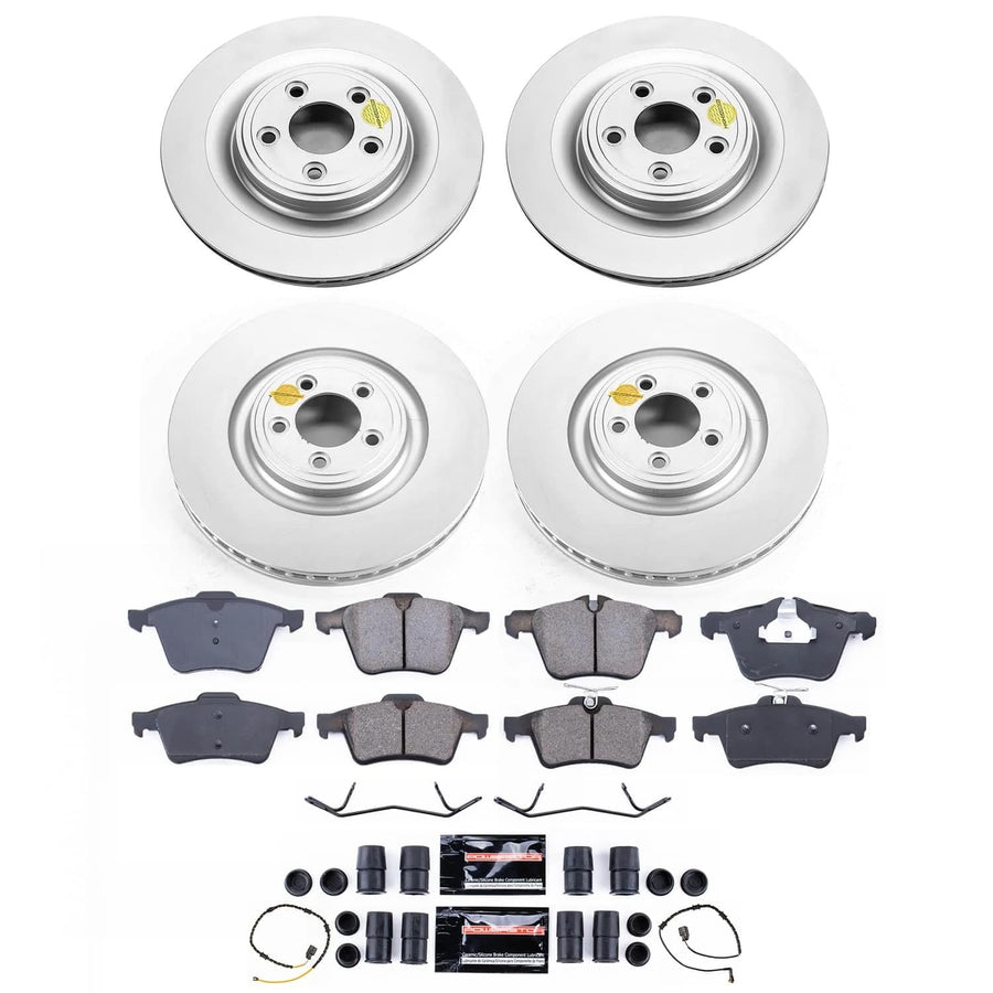 POWERSTOP Brake Kit For Jaguar XJ 2013-2015 Front and Rear Geomet Coated Brake Rotors and Brake Pads