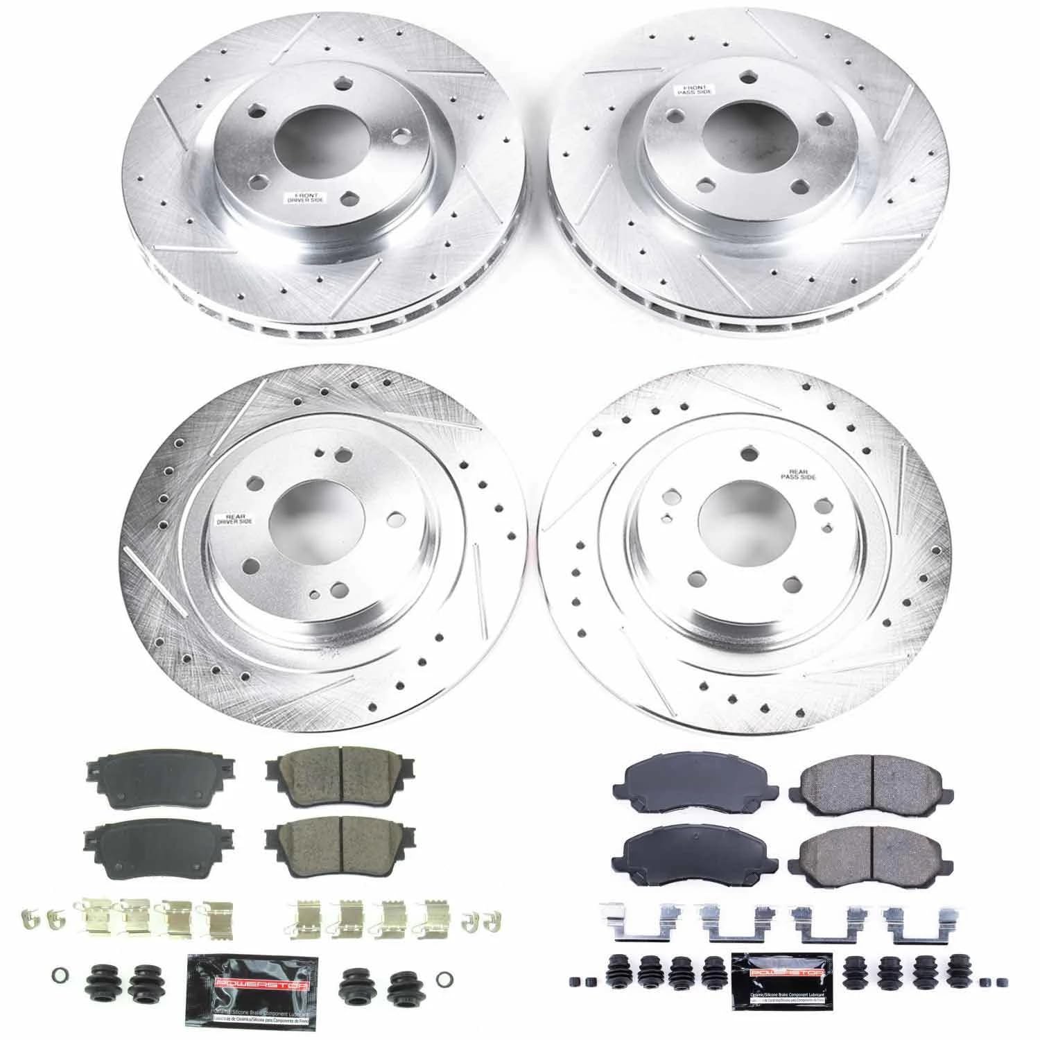 Z23 Power Stop K8397 Front and Rear Brake Kit-Drilled/Slotted Brake Rotors & Carbon Ceramic Brake Pads For Mitsubishi Outlander 2017-2020 [Model Specific]