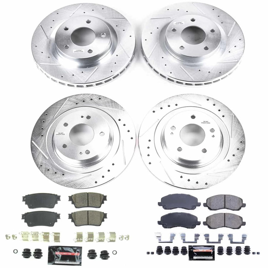 Z23 Power Stop K8397 Front and Rear Brake Kit-Drilled/Slotted Brake Rotors & Carbon Ceramic Brake Pads For Mitsubishi Outlander 2017-2020 [Model Specific]