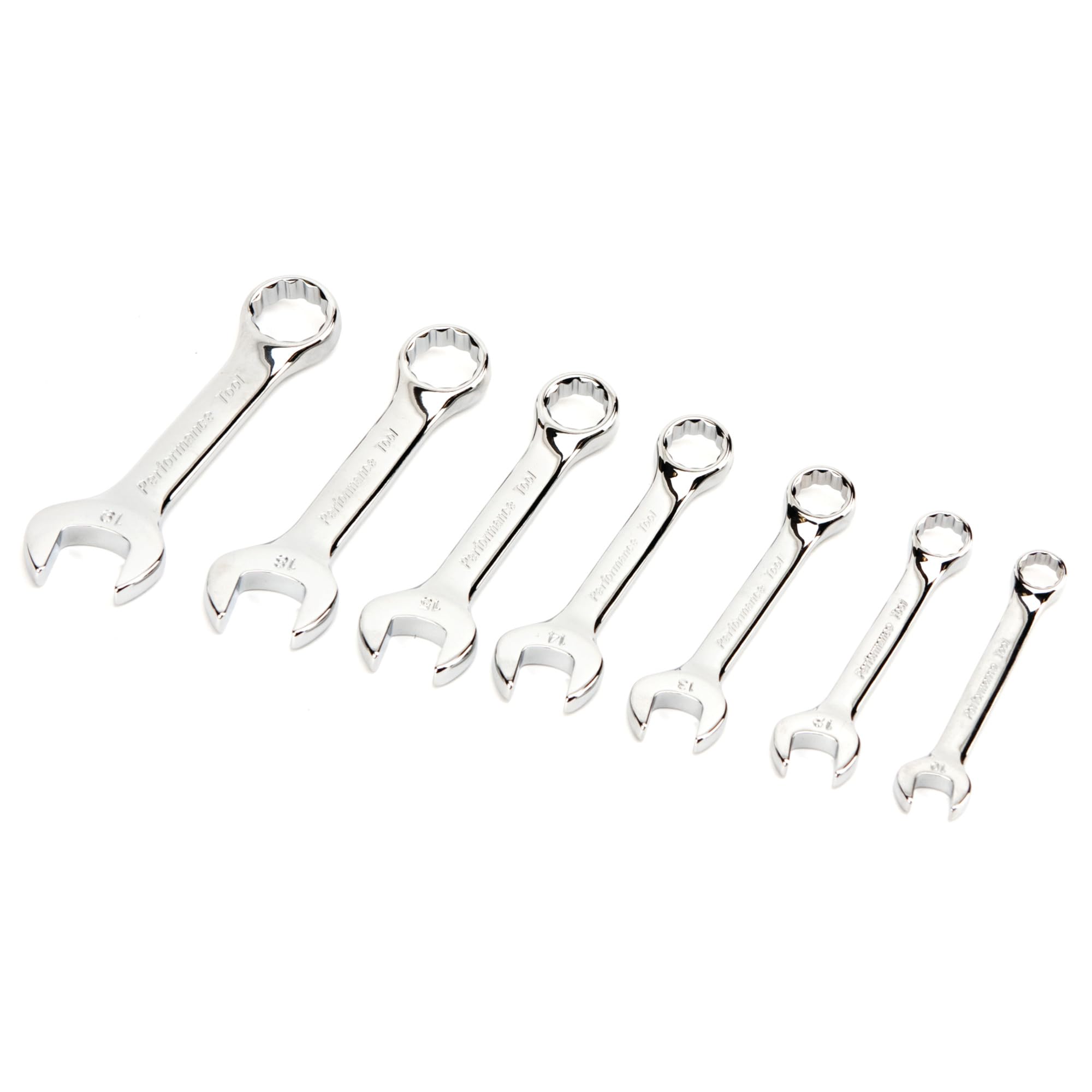 W30607 Performance Tool Full Polish Stubby Metric Wrench, 7-Piece, 1-Pack
