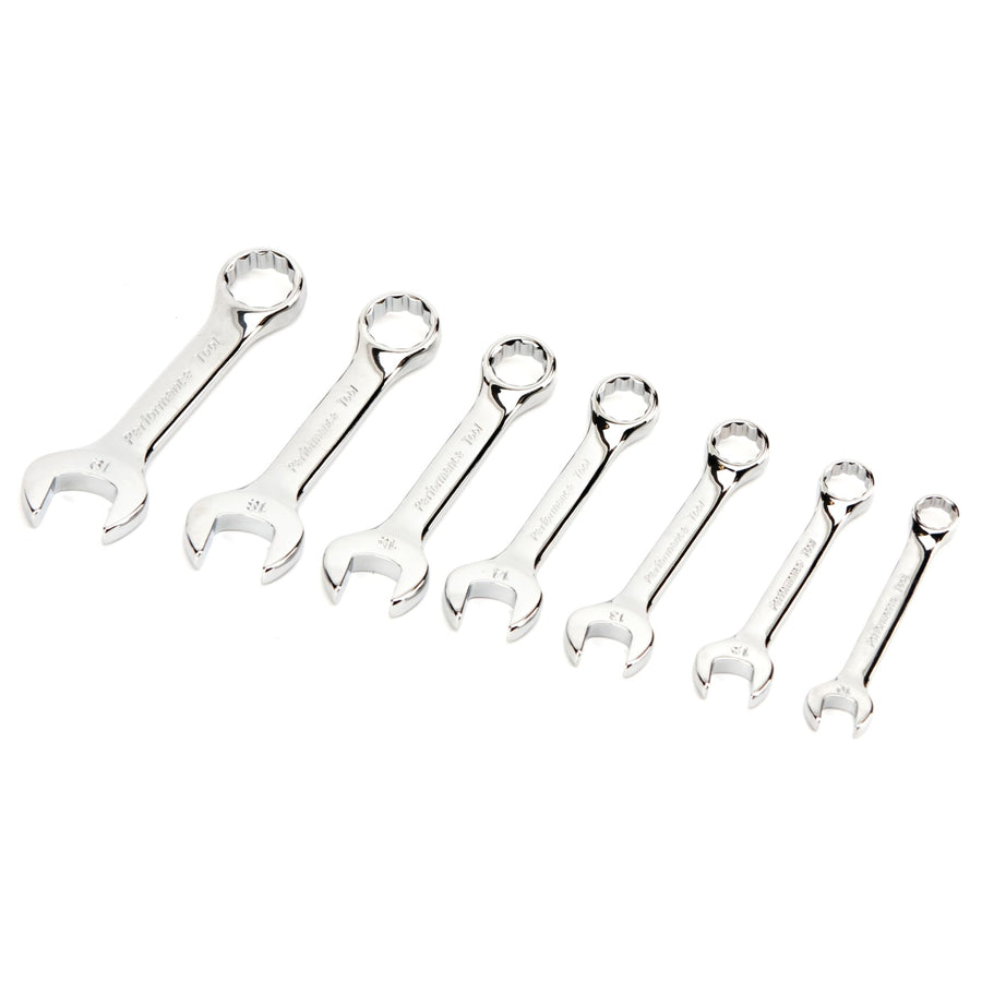 W30607 Performance Tool Full Polish Stubby Metric Wrench, 7-Piece, 1-Pack