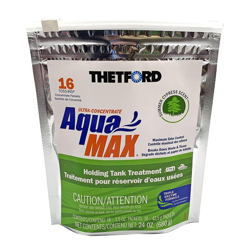 Thetford AquaMAX 96670 Summer Cypress Scent RV Holding Tank Treatment, Formaldehyde Free, Waste Digester, Septic Tank Safe, 16 Ct