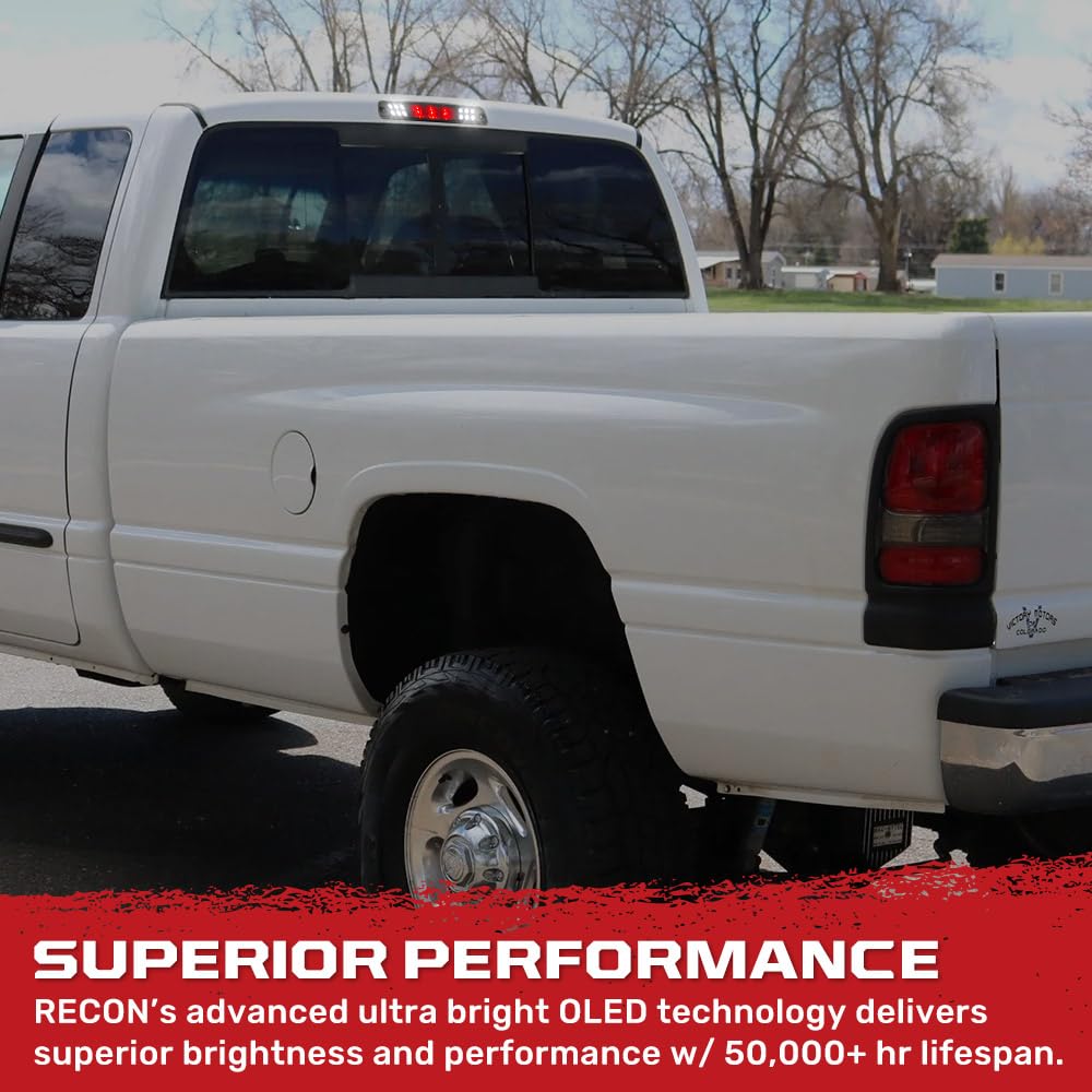 Fits 1994-2002 Dodge RAM (1500, 2500, 3500) RECON 3rd Brake Light Kit LED with Smoked Lens