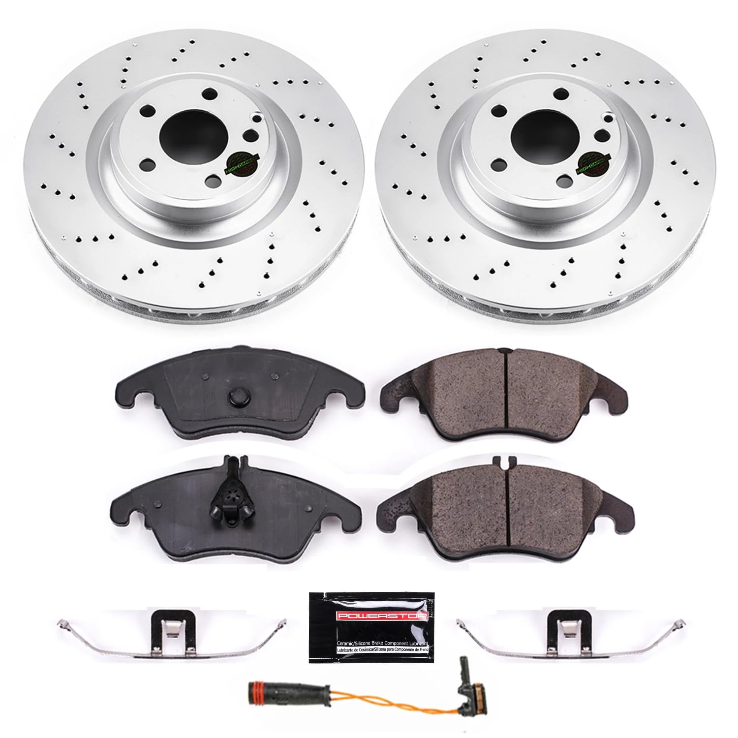 Power Stop CRK6893 Coated Brake Rotors and Z23 Front Brake Pads Kit For Mercedes-Benz SLC300, Mercedes-Benz SLK250, Mercedes-Benz SLK, Mercedes-Benz SLK350 [Model Specific]