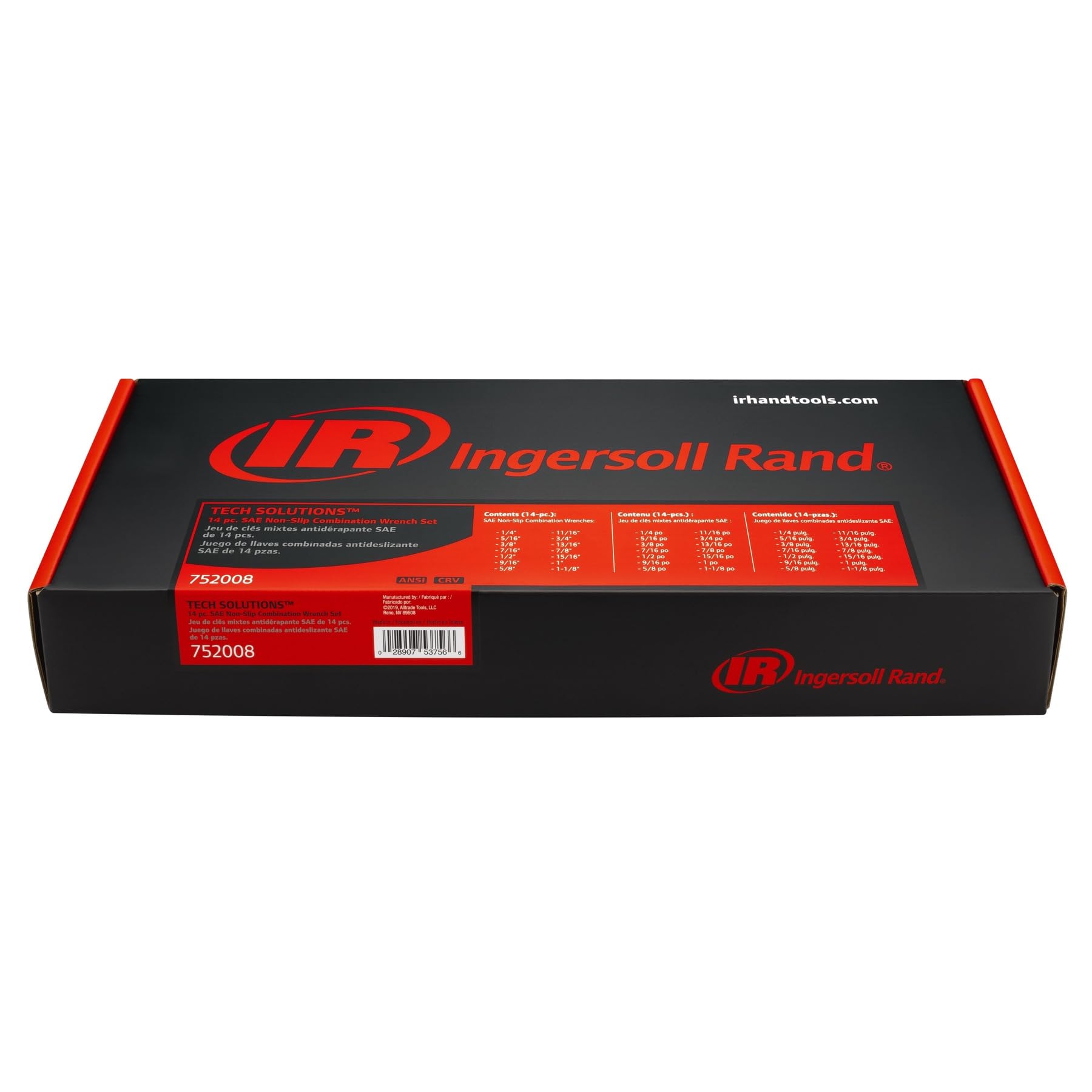 Ingersoll Rand 14 Pc. Tech Solutions Master Non-Slip Combination Wrench Set - SAE- 752008, Silver