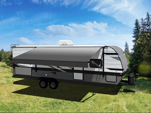 19' Velarium Boxed Vinyl Canopy, Reverse Charcoal Fade – Heavy-Duty 13.5oz 3-Ply, Cold & Crack-Resistant RV Awning, All-Purpose Outdoor Canopy for RVs, Trailers, Motorhomes (Fabric Size 18' 2")