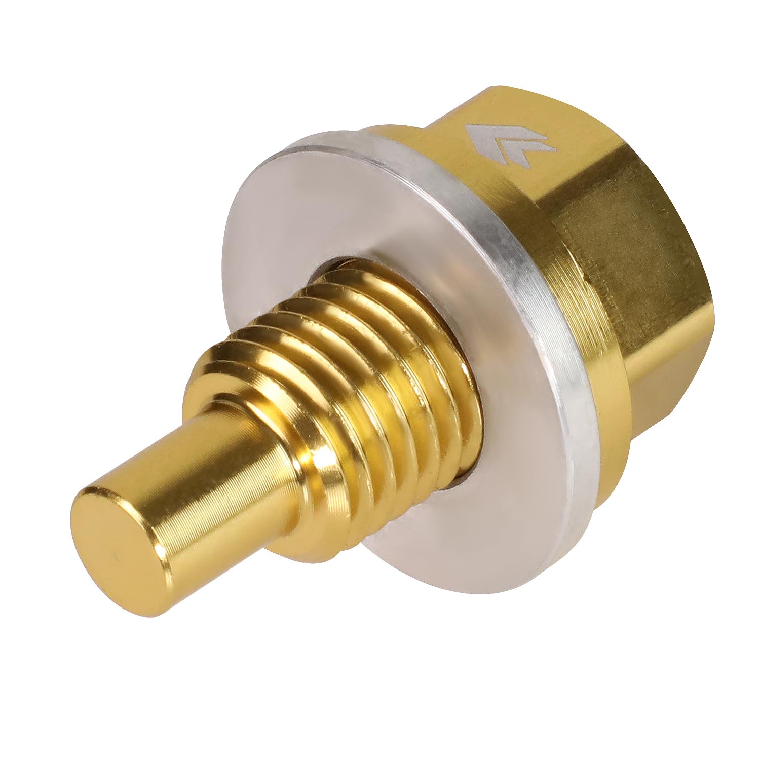 NRG Innovations Magnetic Oil Drain Plug, Engine Oil Drain Nut M12 X 1.5 Thread Size w/Washer, Gold, T-6061 Aluminum w/Stainless Steel Internal Magnet, NRG-NOP-400GD