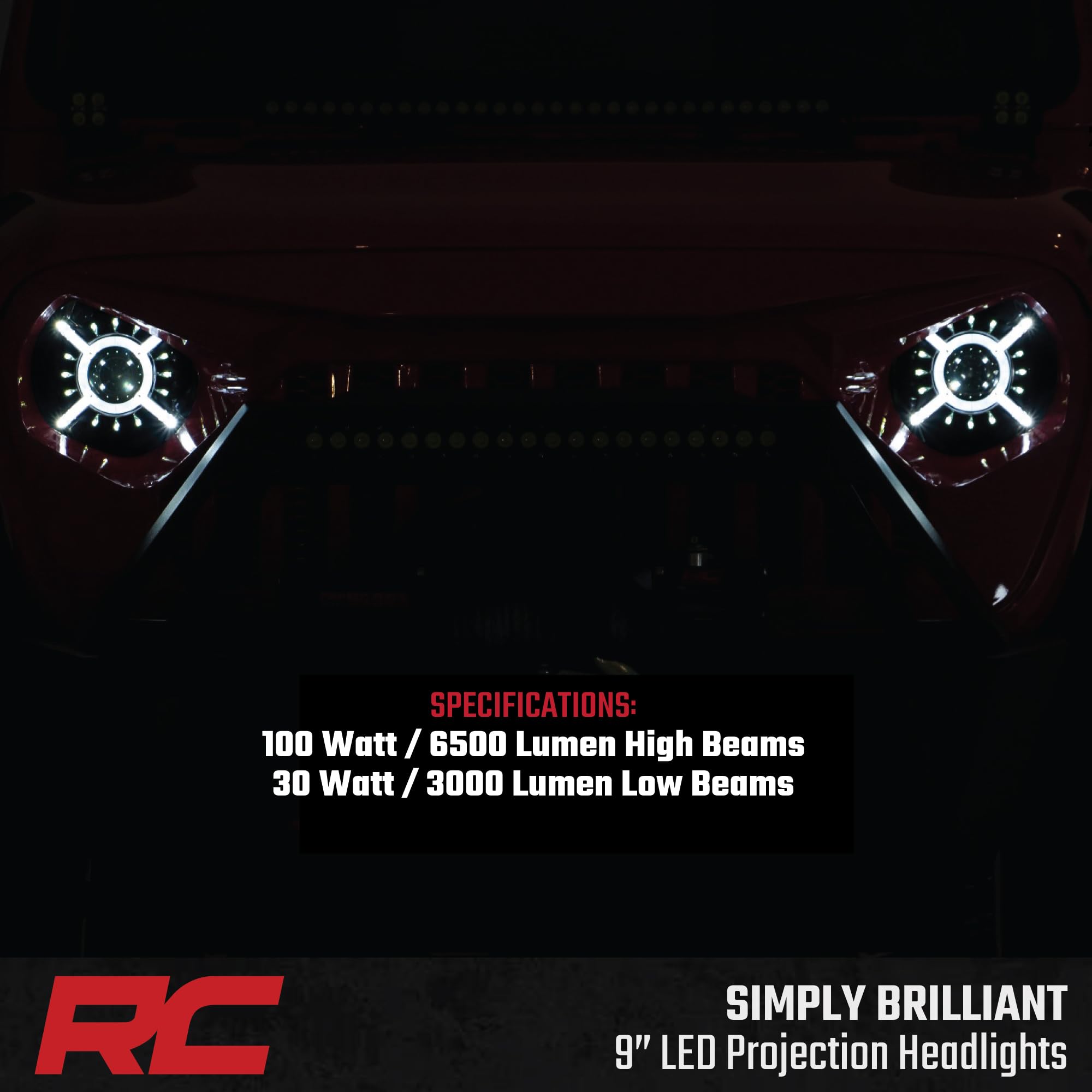 Rough Country 9" Round LED Headlights for 18-24 Jeep JL/JLU/Gladiator - RCH5100