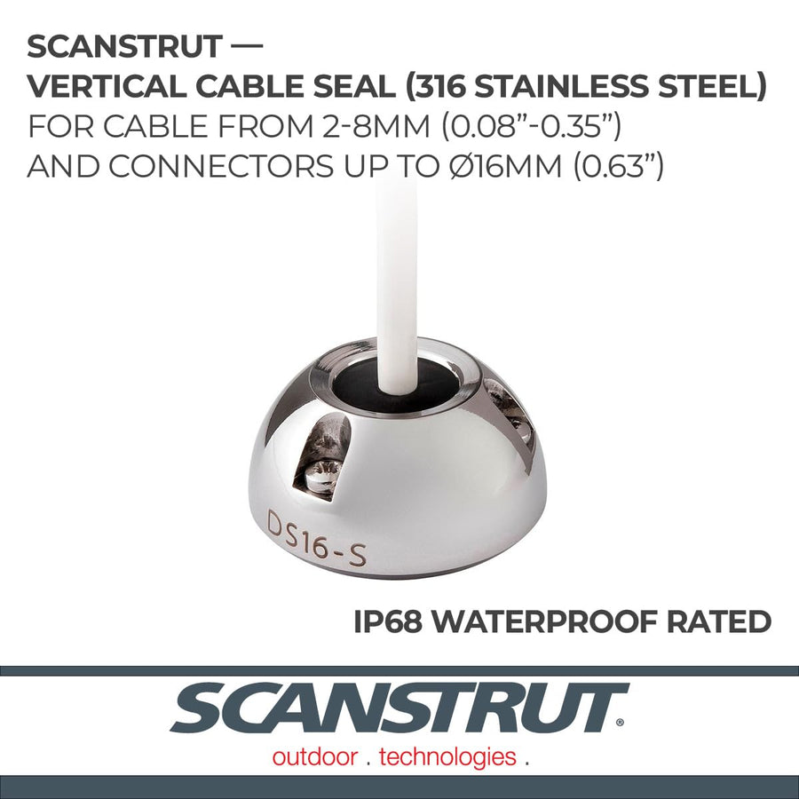 Scanstrut Mini Cable Seal DS16-S for Connectors to 0.63" and Cables 0.08"-0.35" - Stainless Steel