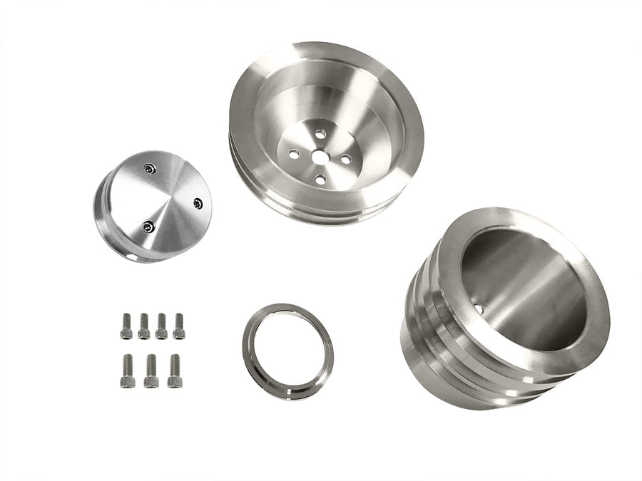 Scott Drake Billet Pullies Small Block Triple Groove Kit for 289/302/351W Engines, Compatible with 1965-1969 Ford Mustang, Model B-F104