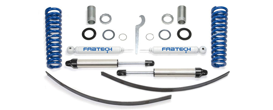 Fabtech K7015DL Coilover Basic System w/DLSS Shocks 0-3.5 in. Lift Incl. Coils Rear Shocks Add-A-Leafs All Required Hardware Basic Coilover System