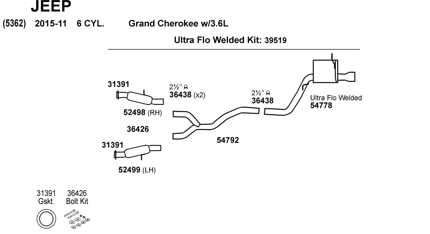 Exhaust Bolt Dynomax for Jeep Grand Cherokee 36426