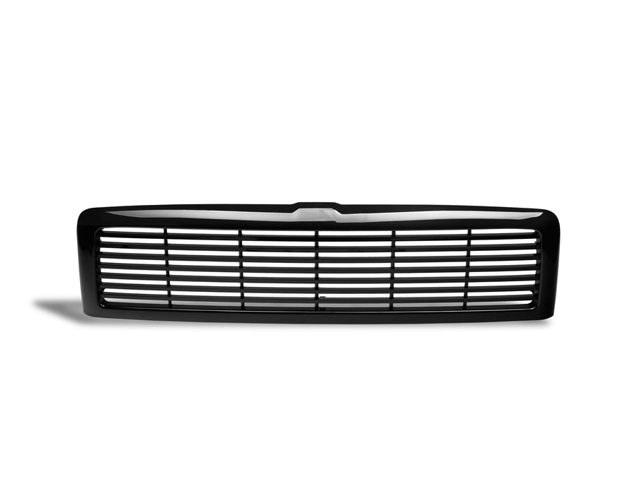 Horizontal Front Hood Grille Armordillo USA 7168404 - Gloss Black Fits 1994-2001 Dodge Ram 1500