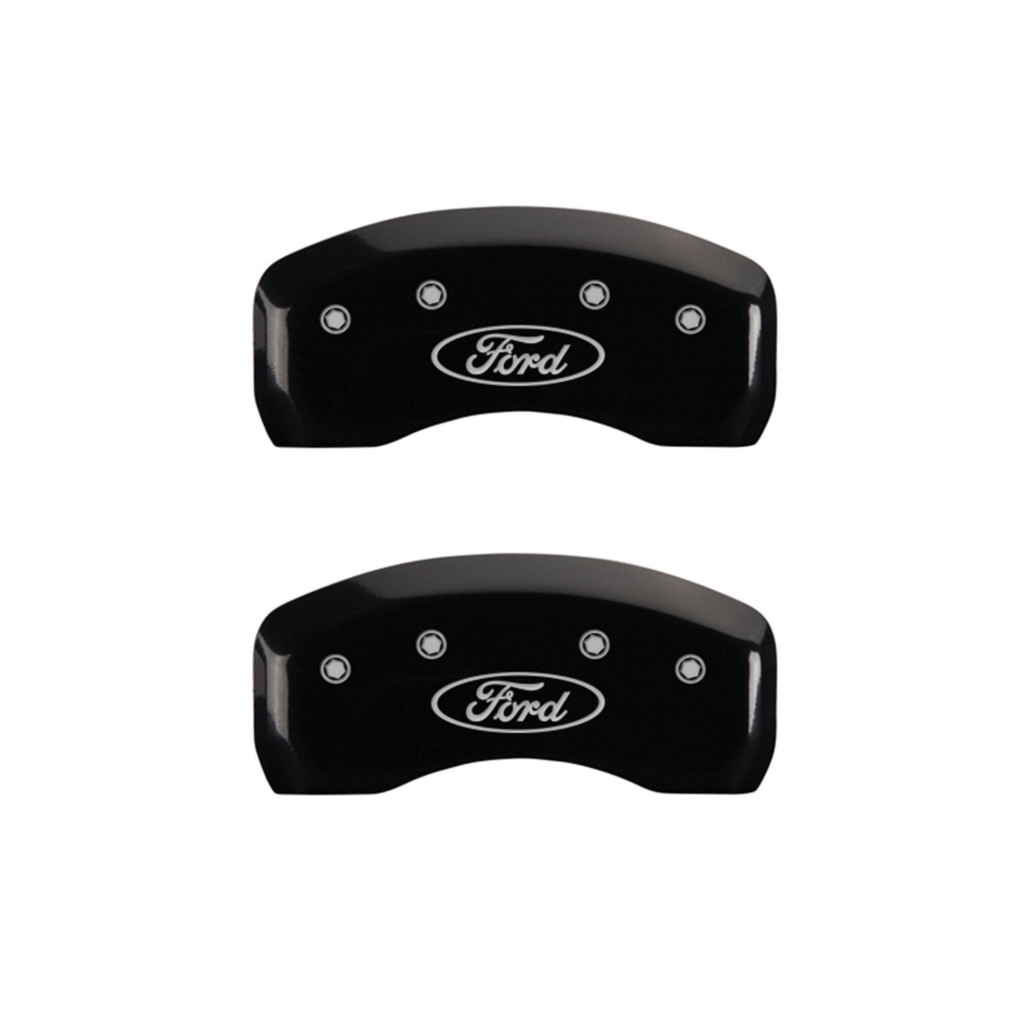 MGP Caliper Covers Ford Oval Logo Type 10216SFRDBK with Black Powder Coat Finish and Silver Characters, (Set of 4)