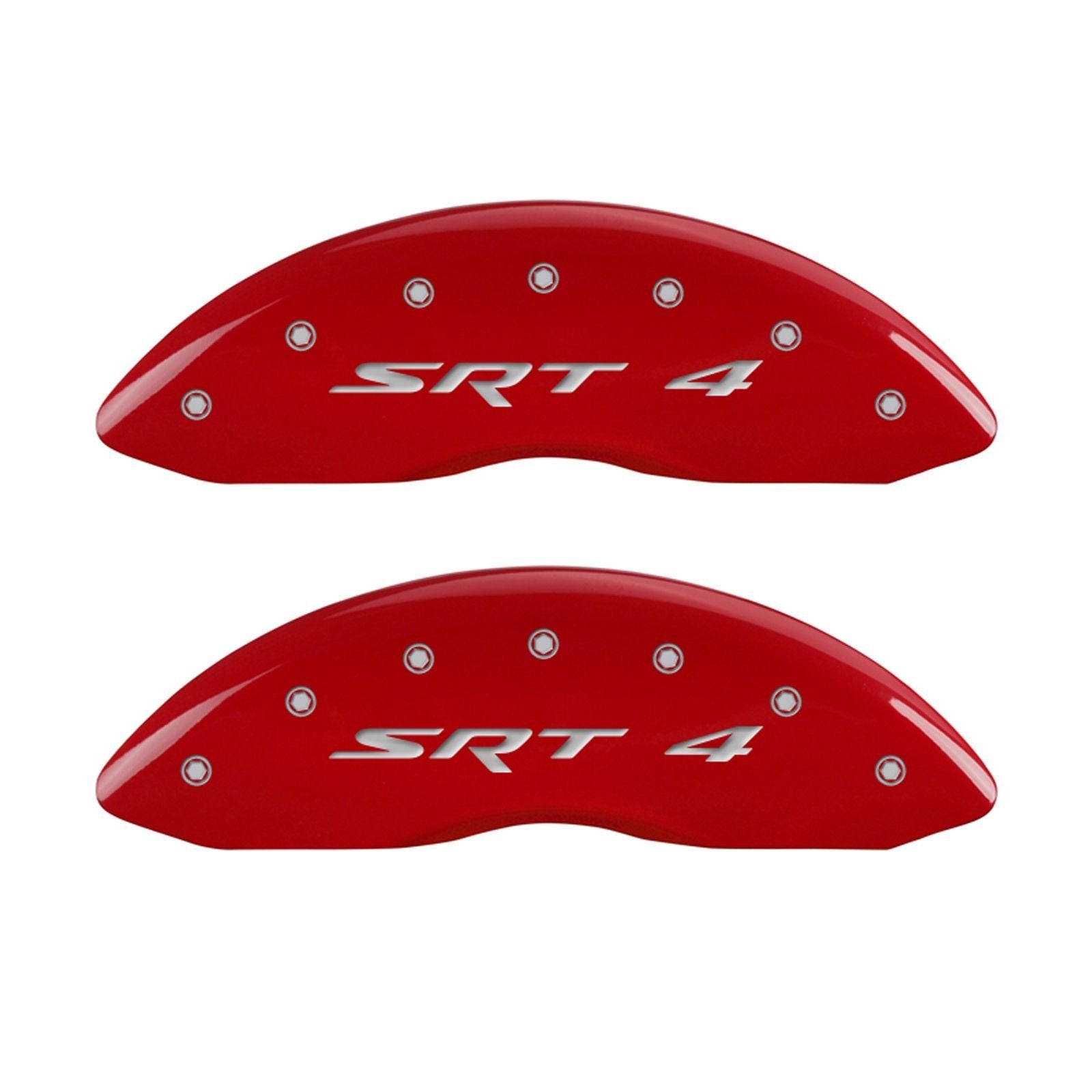 MGP 12002FSR4RD Caliper Covers Red Powder Coat Finish Front Caliper Cover, Set of 2 (SRT4, Silver Characters, Engraved)