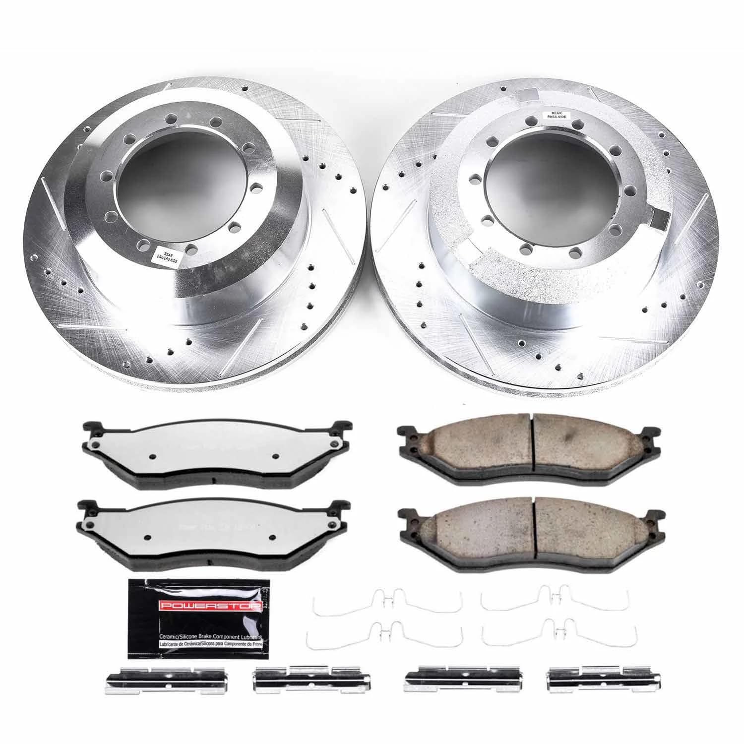 Brake Kit Power Stop Front and Rear For 2006 2007 2008 2009 Ford LCF - Truck & Tow Carbon Fiber Ceramic Pads & Drilled and Slotted Rotors Replacement, K8395-36