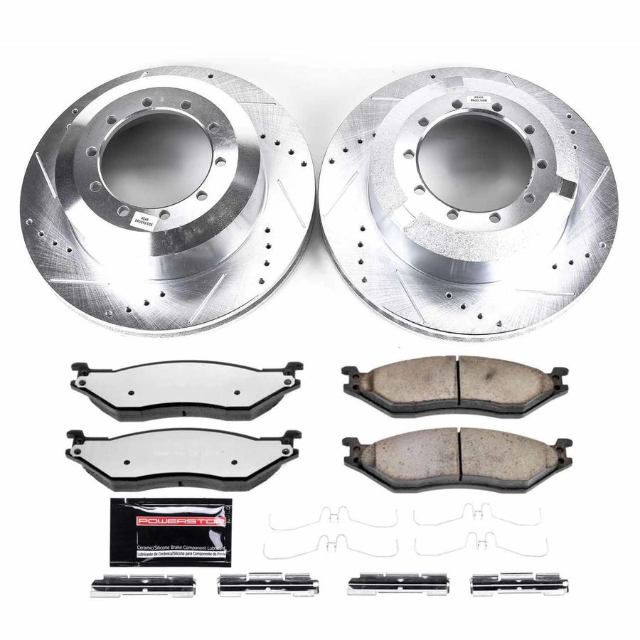 Brake Kit Power Stop Front and Rear For 2006 2007 2008 2009 Ford LCF - Truck & Tow Carbon Fiber Ceramic Pads & Drilled and Slotted Rotors Replacement, K8395-36