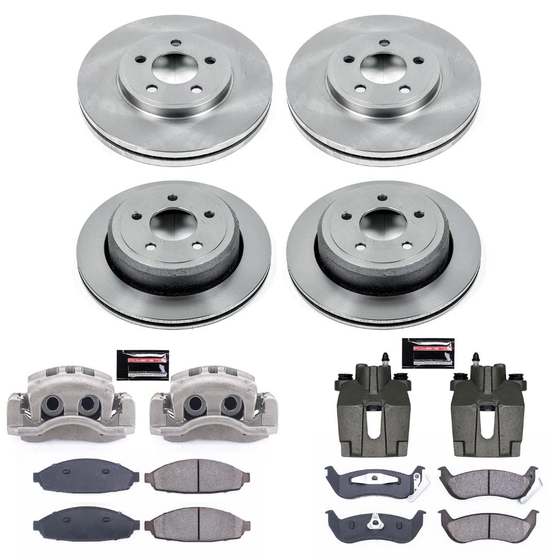 Power Stop KCOE1365 Replacement Autospeciality Front and Rear Caliper Kit- OE Rotors, Ceramic Brake Pads, Calipers For Ford Crown Victoria, Mercury Grand Marquis, Mercury Marauder [Model Specific]