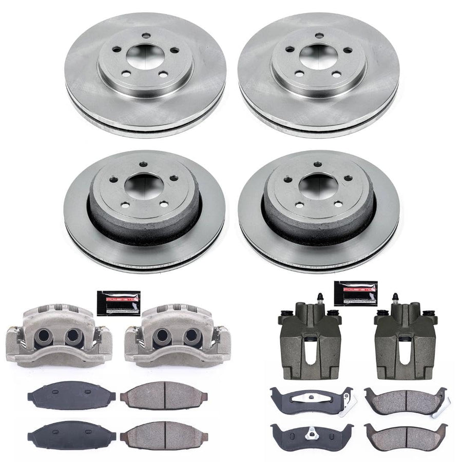 Power Stop KCOE1365 Replacement Autospeciality Front and Rear Caliper Kit- OE Rotors, Ceramic Brake Pads, Calipers For Ford Crown Victoria, Mercury Grand Marquis, Mercury Marauder [Model Specific]