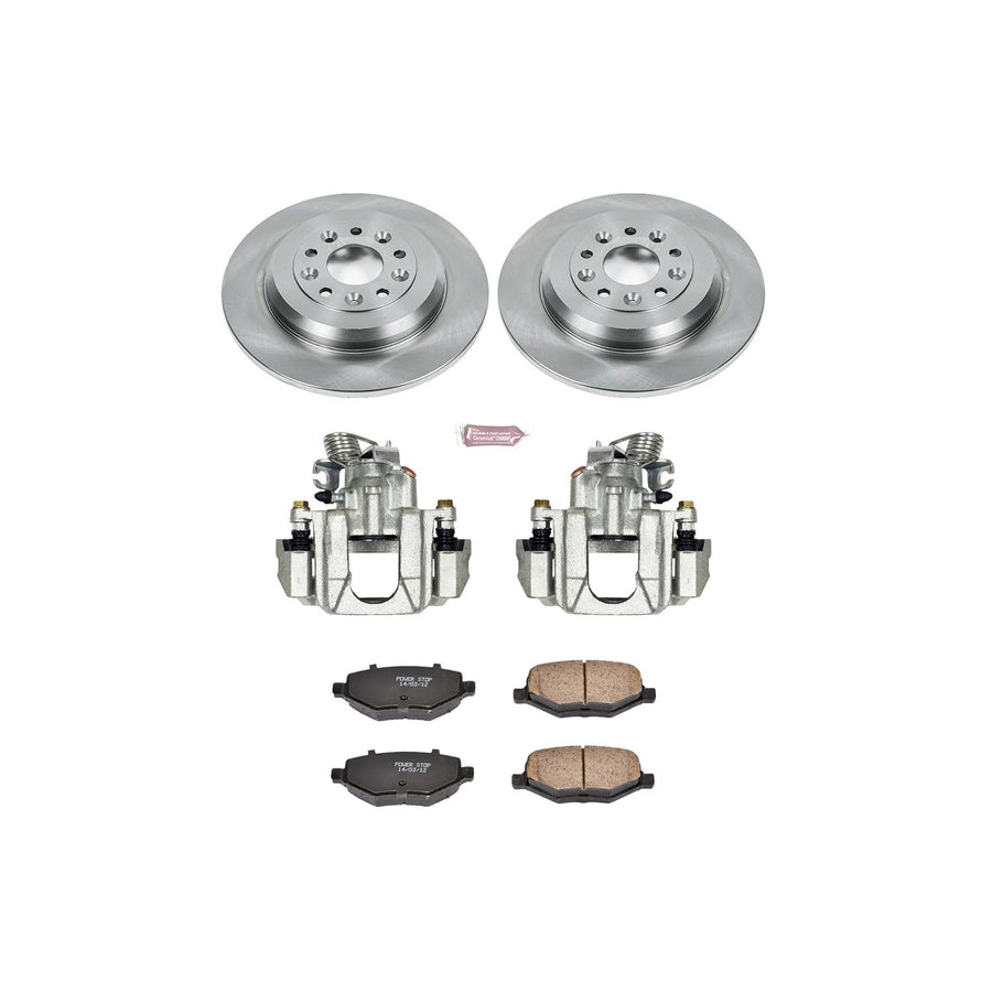 Power Stop KCOE4744 Replacement Autospeciality Rear Caliper Kit- OE Rotors, Ceramic Brake Pads, Calipers